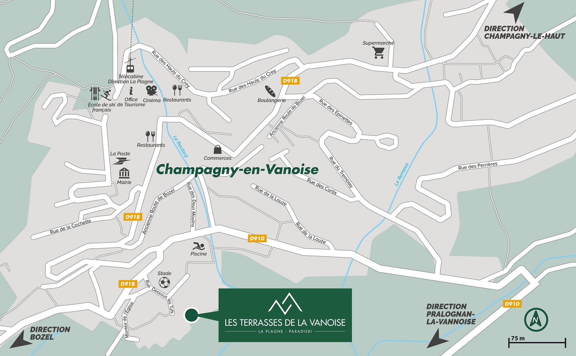 "plan du village de Champagny-en-Vanoise"